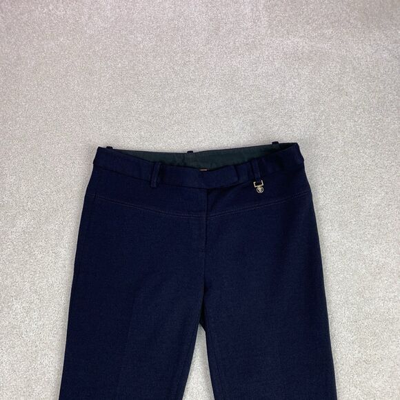 Tory Burch Beverly Navy Blue Wool Blend Knit Pleated Textured Pants 2 - Picture 2 of 14
